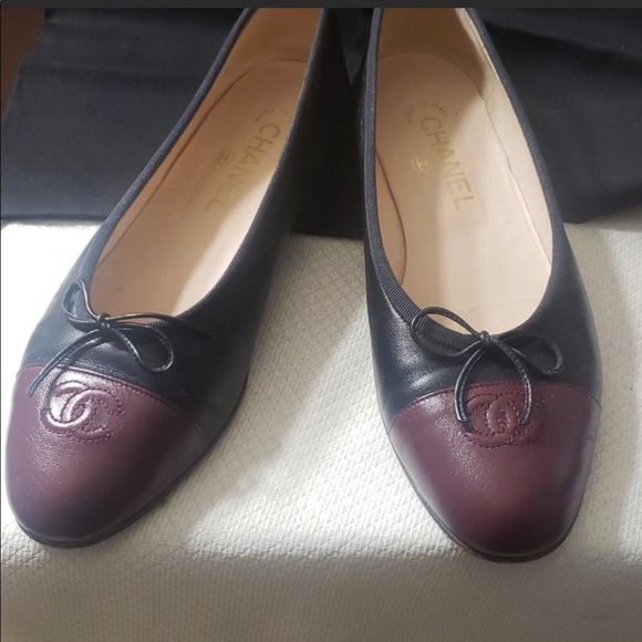 CHANEL Shoes - SOLD:  Chanel CC Cap Toe Ballet Flats